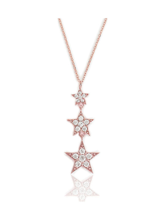 Colier Triplu Stea Roz K14 Golden Tiara