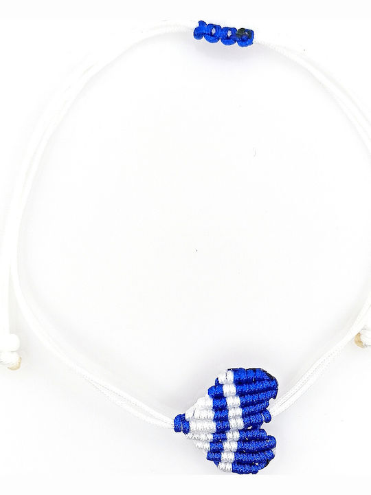 Macrame Bracelet Heart Handmade Blue White Anniversary Adam & Eve 02e-01821