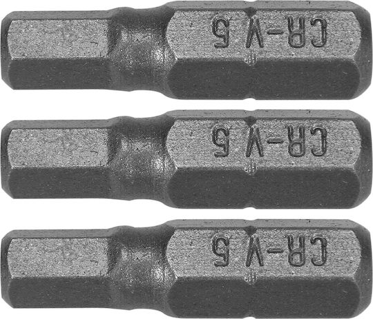 Dedra Screwdriver Bits Hex H5x25mm 3 Pieces Blister 18a04h50-03