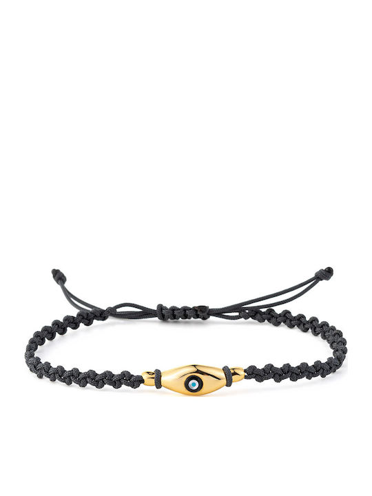 Bracelet Eye Dark Gray Macrame Silver 925 Gold Plated