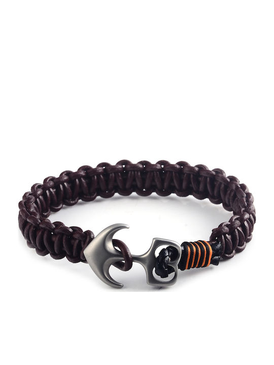 Männer Armband aus Edelstahl Braun Leder & Matt Verankerung 20,5 Zentimeter Verschluss Tribute