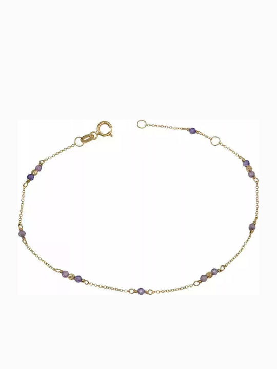 Χρυσό Βραχιόλι Nephrite Κ14 Διαμαντέ Μπίλιες 045993 045993 Χρυσός 14 Καράτια
