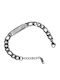 Гривна От Стомана Stainless Steel Идентификация С Бели Кристали Сребърна Bz-br-00444