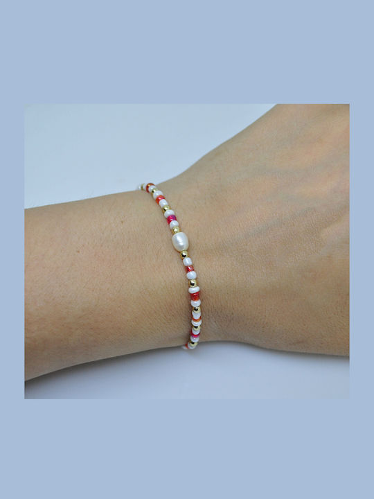 Handmade Bracelet With Stones 58966-45 Red Red