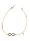 Delicate Gold Plated Silver Infinity Bracelet with Zircon Stones and Pearls