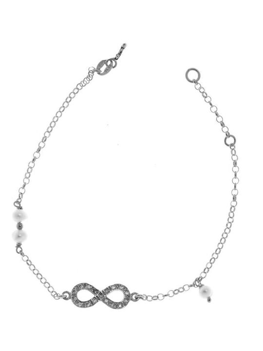 Delicate Silver Infinity Bracelet with Zircon S...