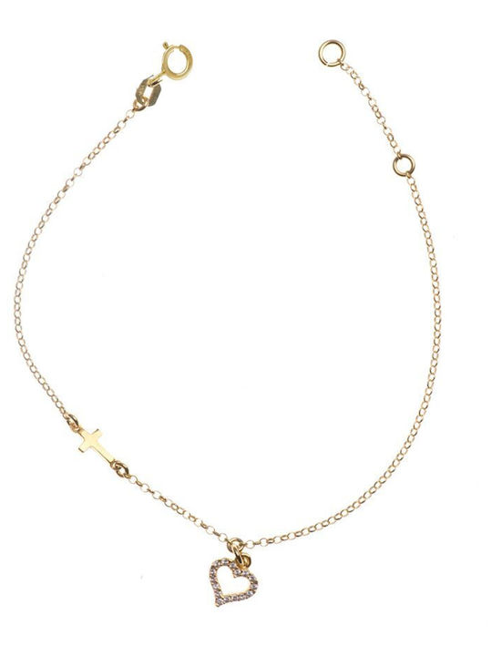 Zierarmband Vergoldetes Silber Herz Steine Zirk...