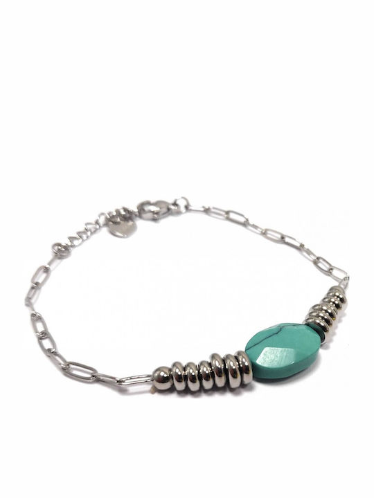 Karmafashion Damen Armband Stahl 316l Kette Türkis Silber 2212-162a
