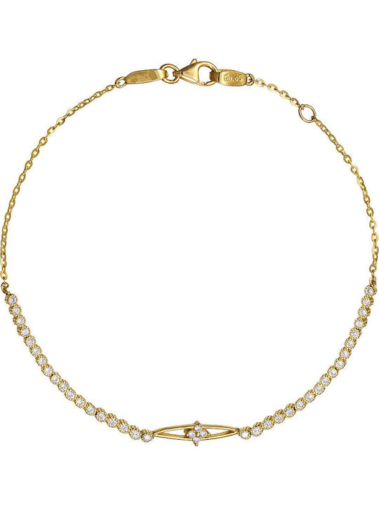 Women's Gold 14K Bracelet with White Zircon Stones Vrv-22198y