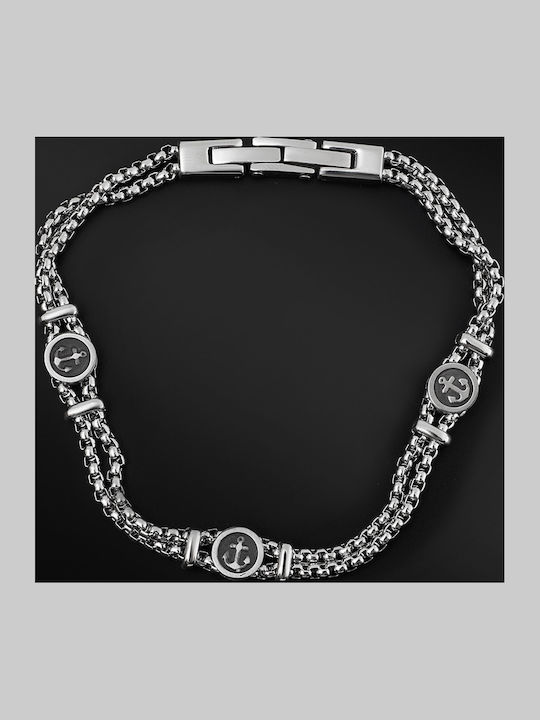Tribute Männer Armband Edelstahl Stahl Anker Doppel Kette