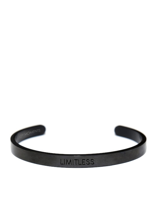 Black Men's Bracelet-Handcuffs Limitless Stainless Steel Key Moments Code bm0007