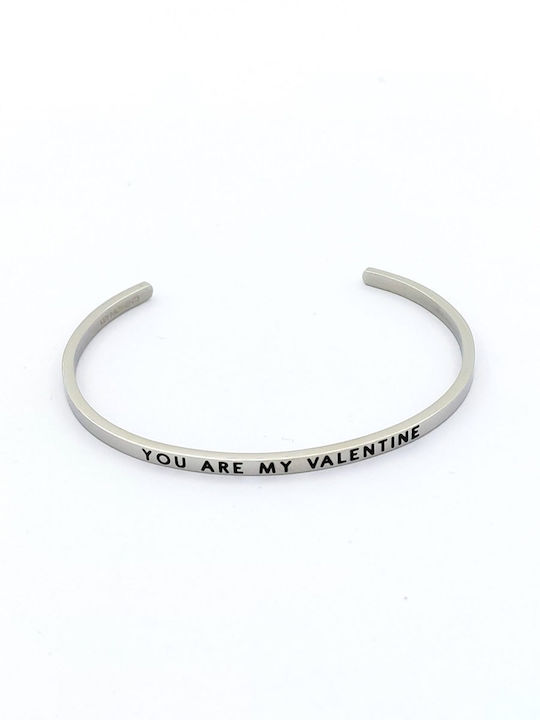 Women's Handcuff Bracelet You Are My Valentine Key Moments Stainless Steel Zircon Code b00448