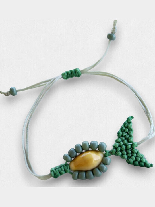 Artifact Macrame Bracelet Colorful Fish Green Seashell