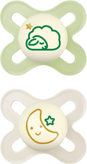 Mam Start Pacifiers Silicone Night with Case Green for 0-2 months 2pcs