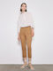 Damen Stoff Capri Hose mit Gummizug Choco