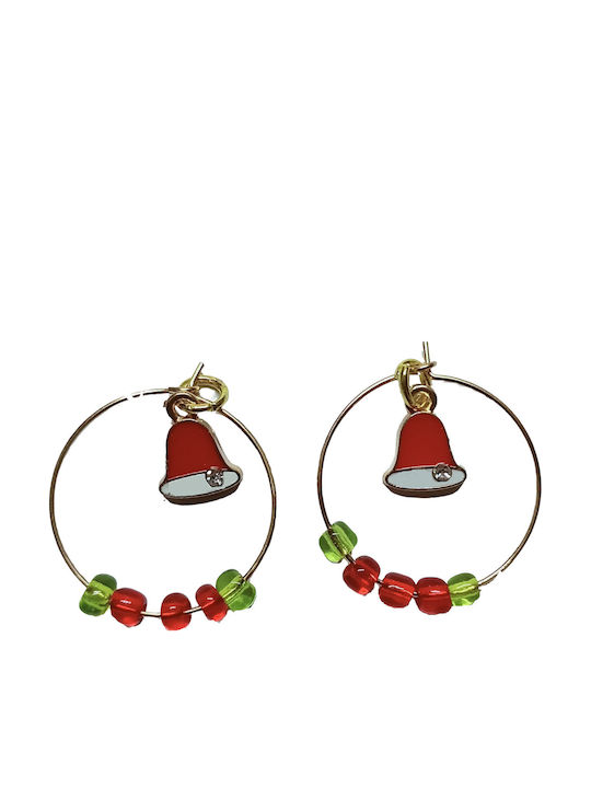 Handmade Gold Plated Metal Hoops Christmas Hat Stripe 4cm Tatu Moyo Earrings