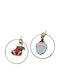 Handmade Gold-Plated Metal Hoop Earrings Christmas Boot Santa Claus 4cm Tatu Moyo