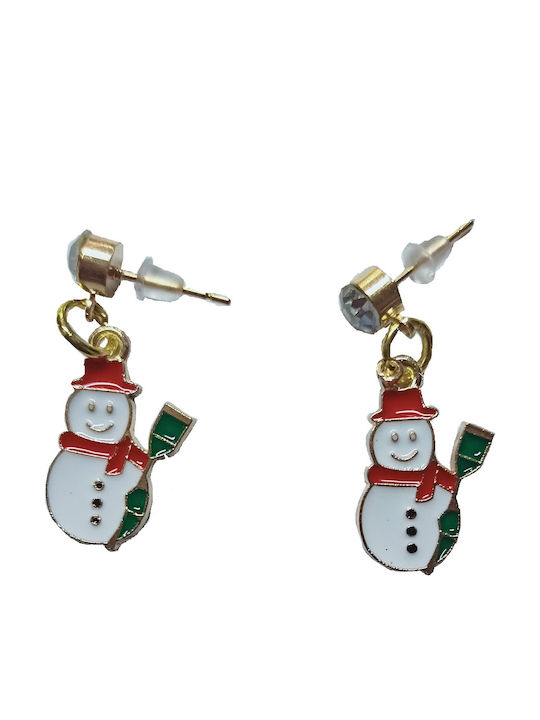 Handmade Gold Metal Christmas Snowman Earrings 3cm Tatu Moyo
