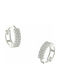 Art D Earrings Hoops in 14K White Gold Zircon Ade-309w
