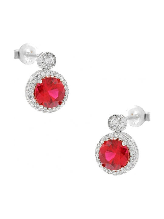 Art D Earrings Rosette White Gold 14K Zircon Ade-382 Transparent Red White
