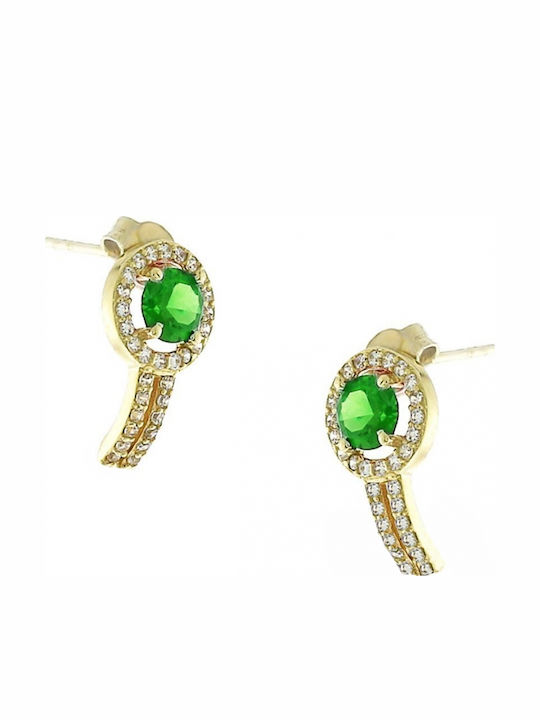 Art D Earrings Rose Gold 14K Zircon Ade-385 Transparent White Green