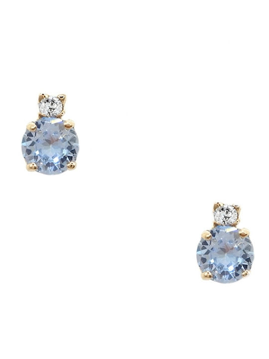 Art D Earrings Single Gold 14K Zircon Ade-403 Blue White