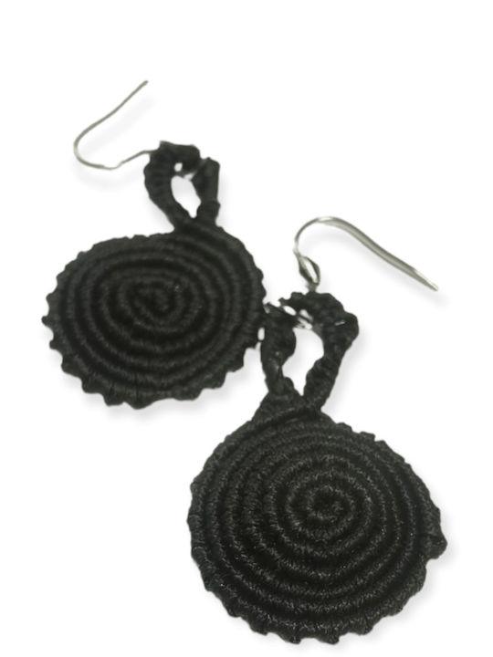 Cercei Hand Made Macrame Ananna Spiral Negru