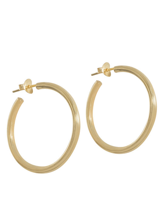 Silverine Silver Women's Earrings Hoops Yellow Gold Plated Thickness 3 Millimeters