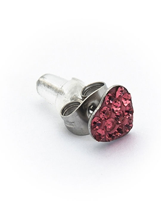 Borghetti Pharma Edelstahl Ohrringe Herzchen Rosa Strass 1 Paar