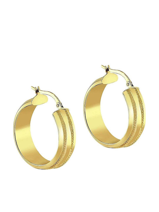 Yellow Gold Earrings 14K Hoop Earrings Wide Sk11100026