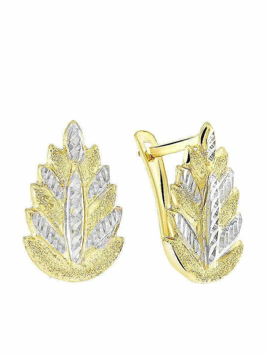 Yellow Gold Pendant Earrings K14 Leaf Sk11400279