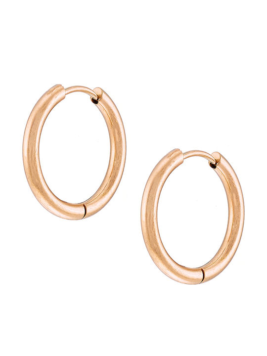Cercei Unisex Cărămizi din Oțel 316 L Roz-auriu 16mm Art 02099-16