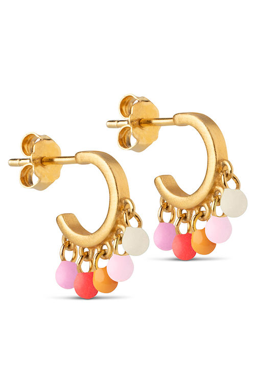 Cercei Cercuri Rainbow Bubblegum E146gm Placate cu Aur 18k Argint 925 Sterling