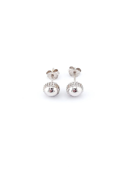 White Gold Women's 14K White Zircon Stud Earrings Code 105218