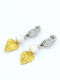 Handmade Two-Tone 14K Earrings Metrongold Pendant Zircon Pearls Code 101269