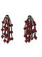 Mi-tu Exclusive Women's Earrings Red Iridescent Crystals Beads