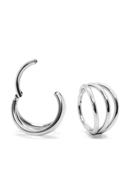 Ohrring Kriaki Clicker 10mm Stahl Silber Dreifach Halbkreis