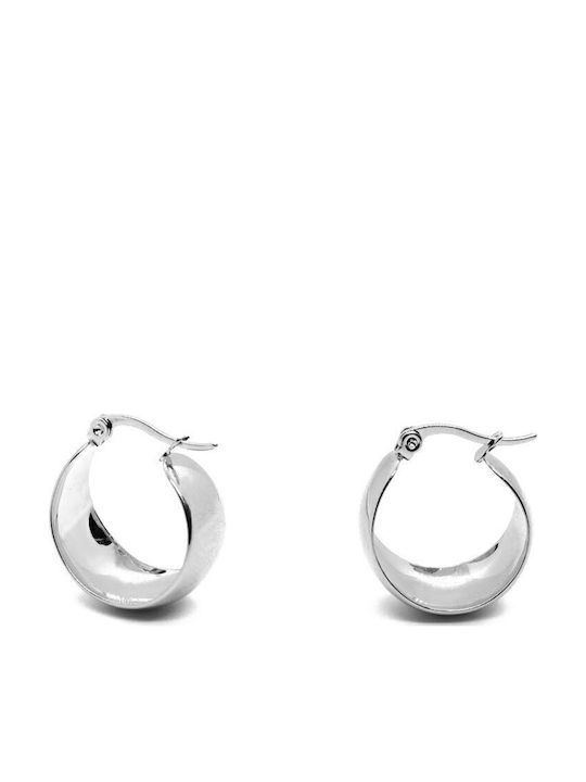 Earring Ear Flat Rounded Hoop Steel Silver