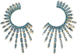 S4641 Women's Pendant Earrings Li-lo Petrol Crystal Sequins