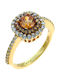 Ring Rosette Facad’oro Gold 14K Zircon 711 Yellow Gold 14K