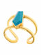 Women's Silver Gold Plated Ring 925° Decorated with Turquoise Crystal