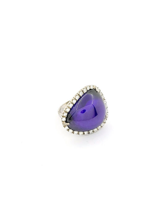Silver Women's Ring Zircon Stone Rutile Code 103193