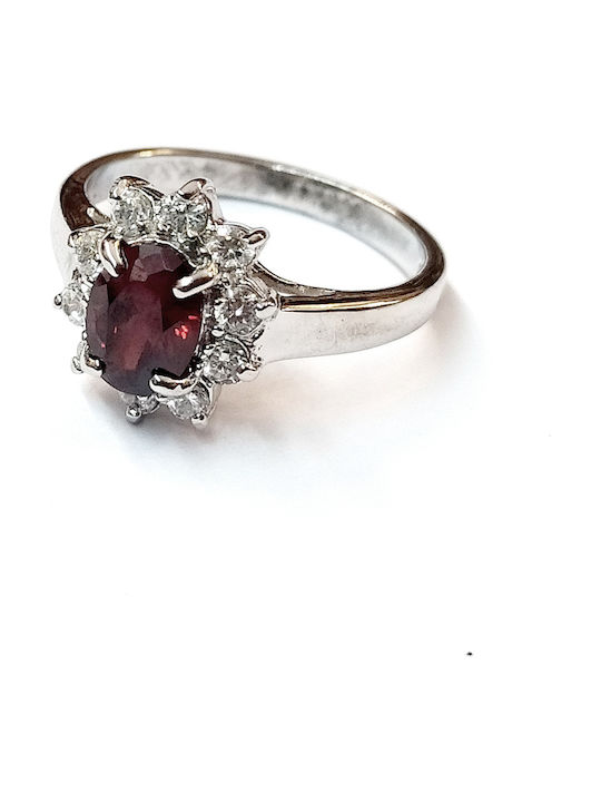 Silber Ring Mit Laborstein Rubin Silber 925 Größe 1,9 Zentimeter