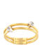 Women's Ring Yellow White Gold 14K Decorated with White Zircons