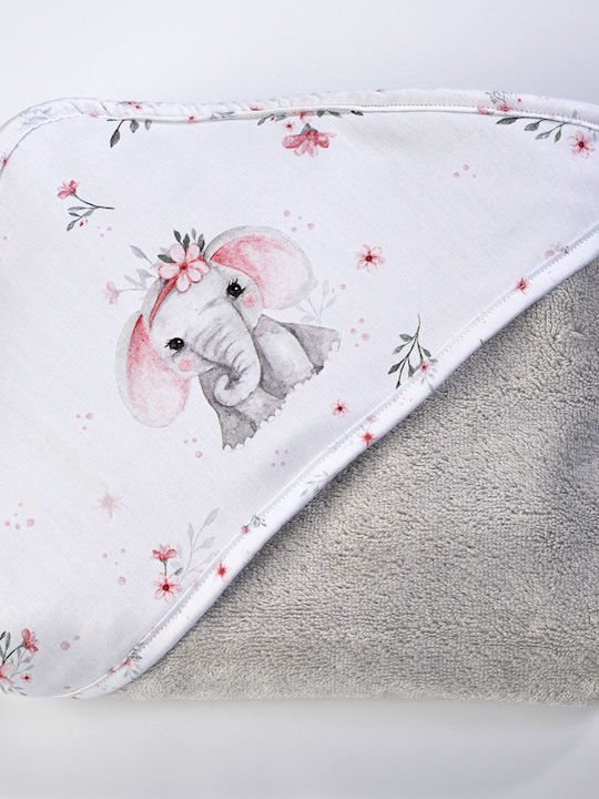 Down Town Home Baby Hooded Towel Elephant Elephant Gray 75x75cm