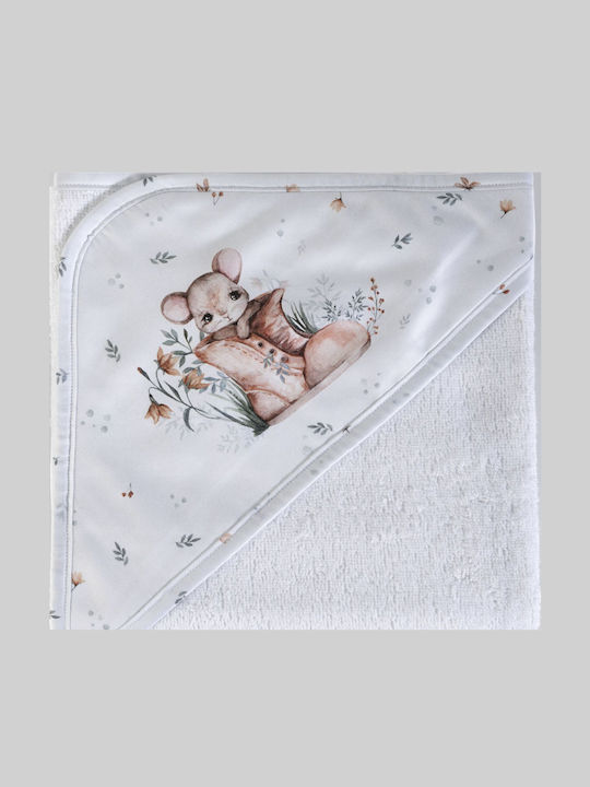 Down Town Home Baby Hooded Towel Mouse Off Whit...