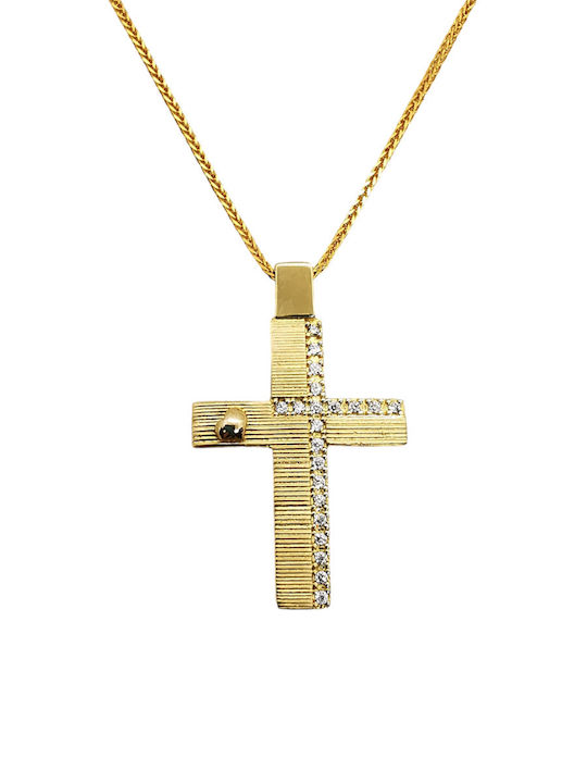 Vergoldetes Kreuz 14 Karat Beidseitig mit Kette 14 Karat St00058