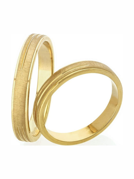 Set Couple Gold Wedding Rings 9 Carats Stergiadis S110
