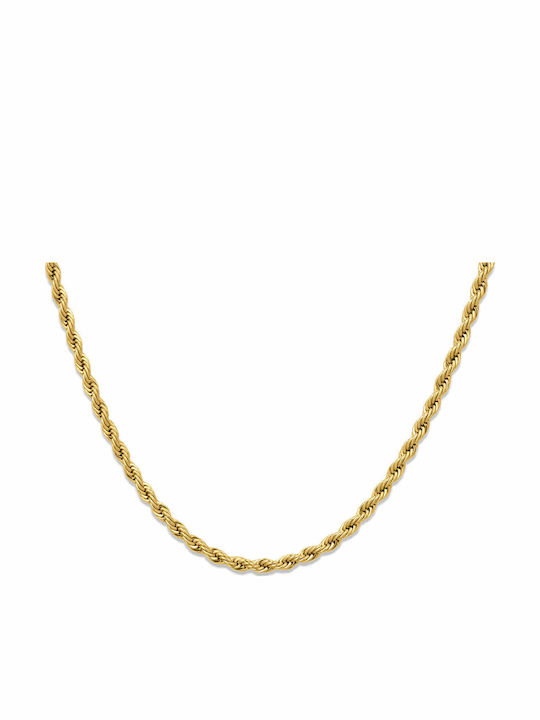 Dennis Rope Chain Gold 3mm Αλυσίδα Λαιμού Ανοξείδωτο Ατσάλι 316l 50 Cm