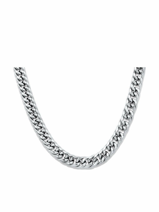Cubano Chain Silver 9mm Αλυσίδα Λαιμού Ανοξείδωτο Ατσάλι 316l 60 Cm